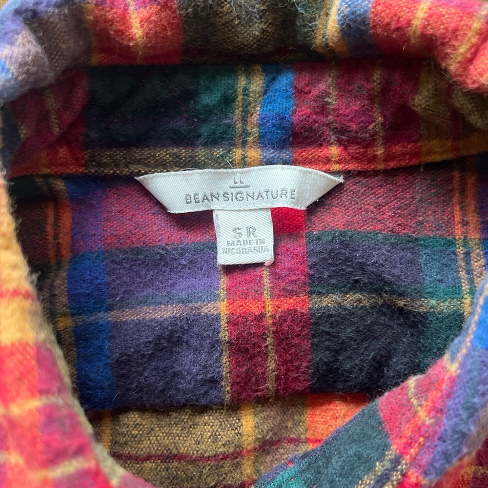 L.L. Bean Signature 100% cotton multicolored  plaid flannel tunic sz Small - Picture 3 of 5